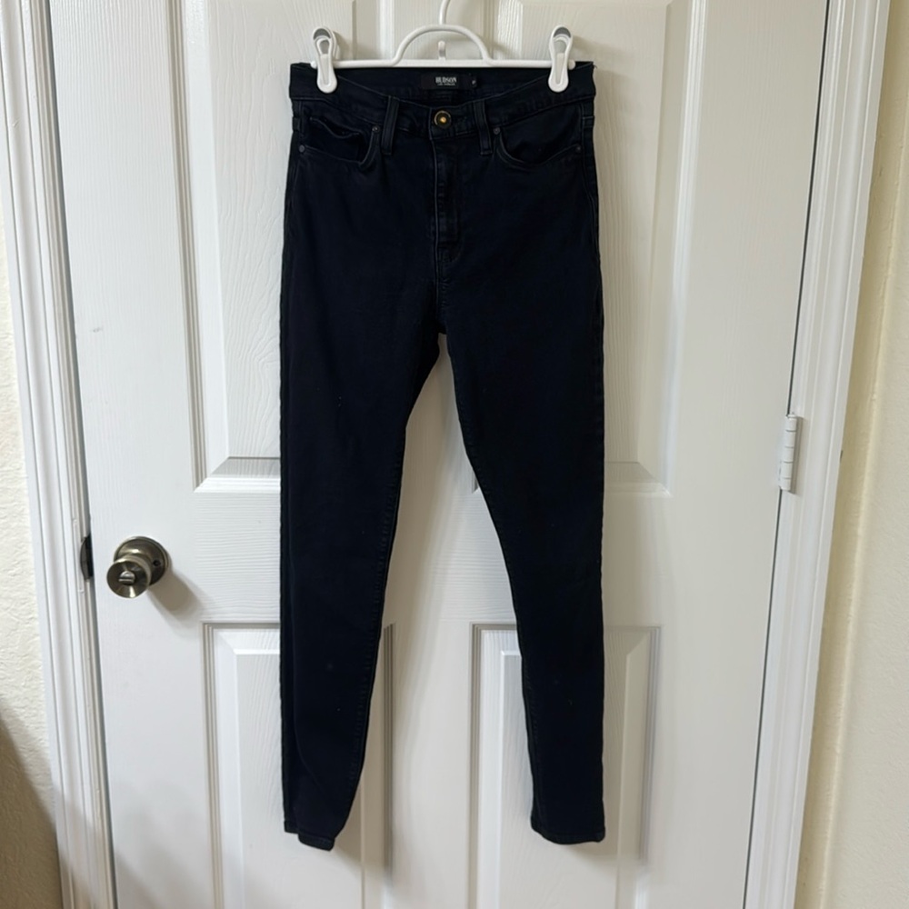Hudson Jeans' Barbara High-Rise Super Skinny Jean in Black.